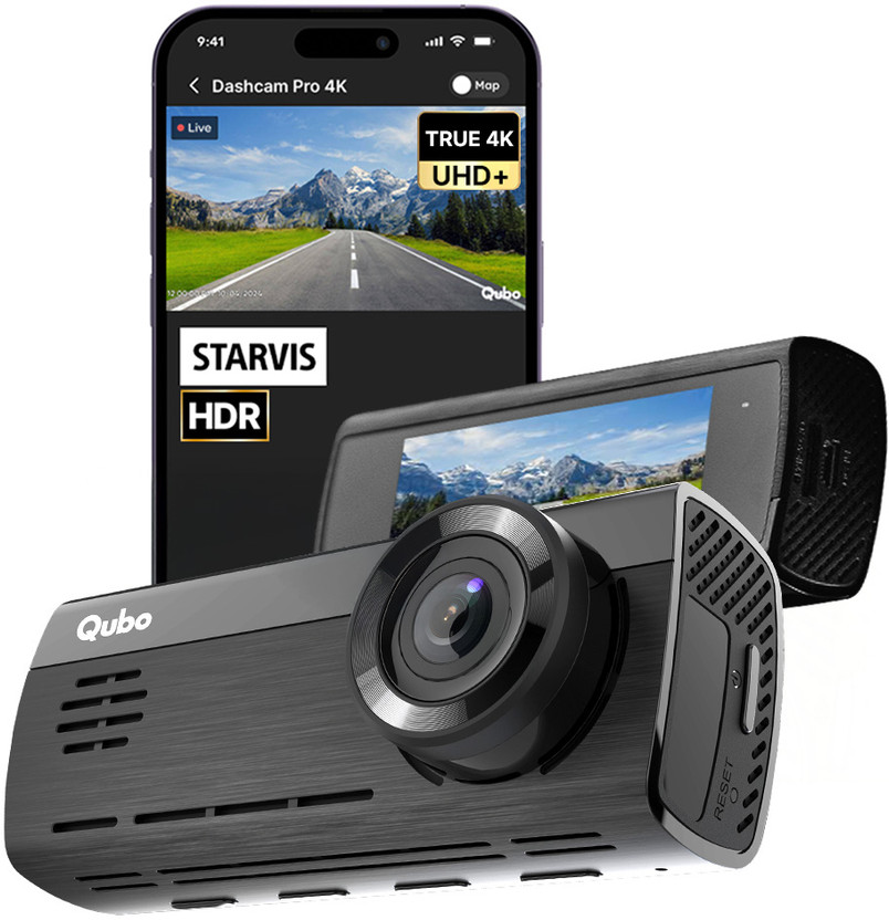 Qubo Smart Dashcam Pro 4K| UHD+| ADAS| NightPulse Vision|GPS |2.8inch Display|1 TB SD In-car Camera System(1 Camera, 2160p)