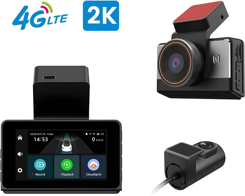 OSTHA 2K Car DVR Dash Camera with 4G Live Monitoring, Dual Camera, GPS Tracking In-car, Dashboard Camera System(2 Camera, 2K [2560*1440])