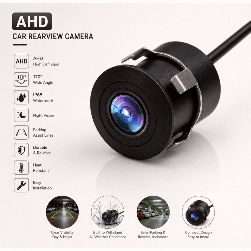Furious3D AHD Car Reverse Camera with Night Vision & 170 Degree Wide Angle Rear View_G1852 Reverse Assist Camera System(1 Camera, NTSC: 960H (960 x 480), PAL: 960H (960 x 576))