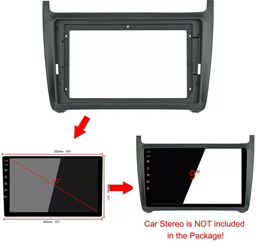 intenzo VW Polo Vento 9 Inch Android Stereo Frame with Coupler Wiring Android Stereo Car Stereo(Double Din)