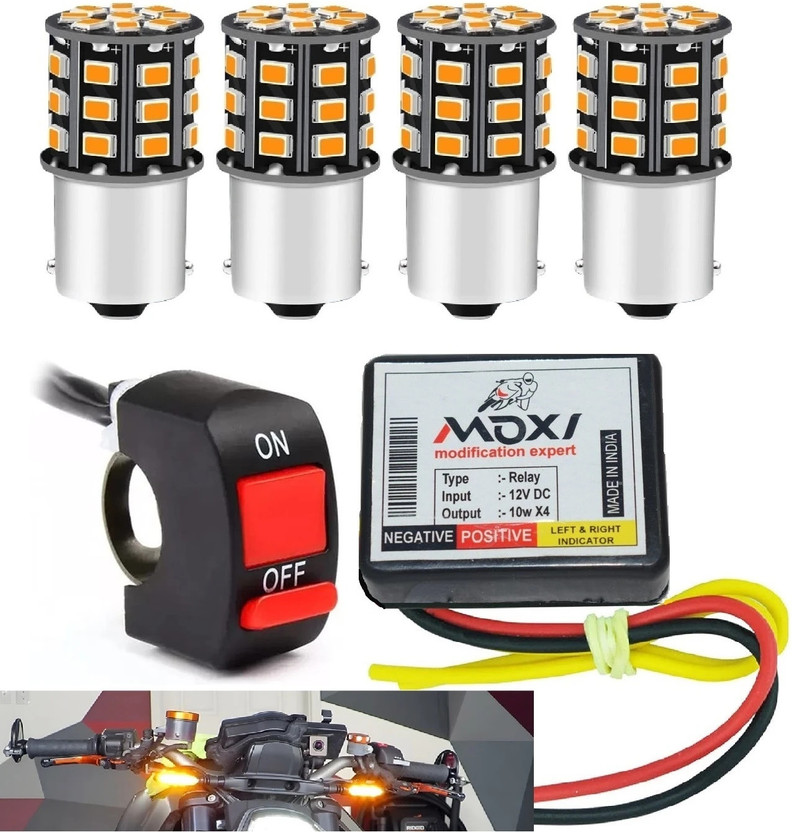 Autofledge Front, Rear, Side LED Indicator Light for Bajaj, Bullet, Datsun, Hero, Honda, KTM, Kawasaki, Royal Enfield, TVS, Universal For Bike, Yamaha 3 Series, 4 Series, 5 Series, 6 Series, 7 Series(Amber)