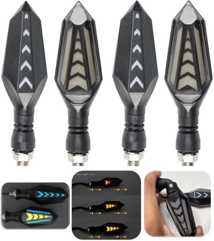 VermsBikers Side LED Indicator Light for Universal For Bike Universal For Bike(Blue, Blue, Yellow)