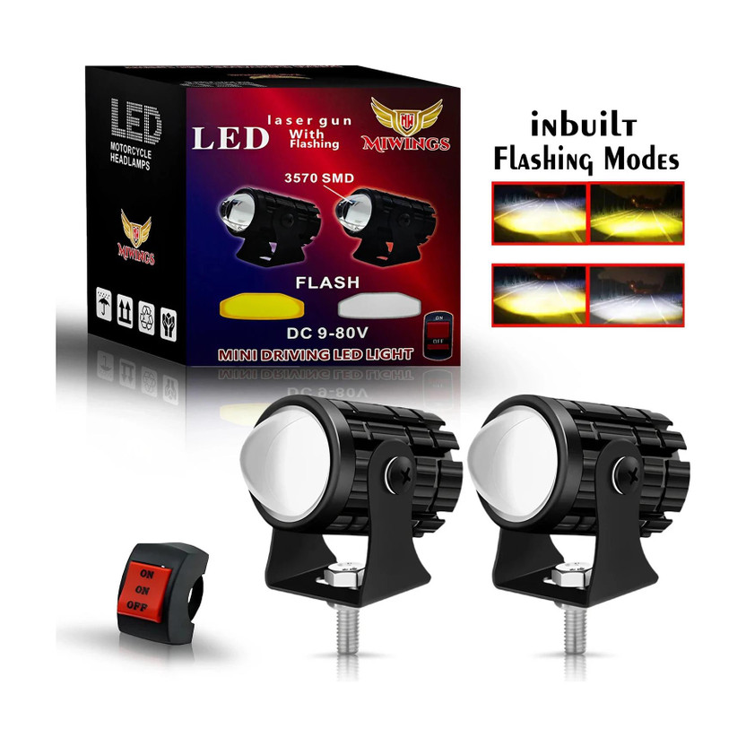 ASRYD U1 Universal Led Light White & Yellow With Switch Fog Lamp Motorbike, Car LED (12 V, 20 W)(Universal For Bike, Pack of 2)