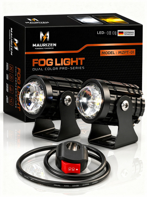 MAURIZEN Universal Fit Bike Fog Light Yellow & White Fog Lamp Motorbike LED for KTM, Yamaha, Bajaj, Hero, Honda, TVS (12 V, 10 W)(Universal For Bike, Pack of 3)