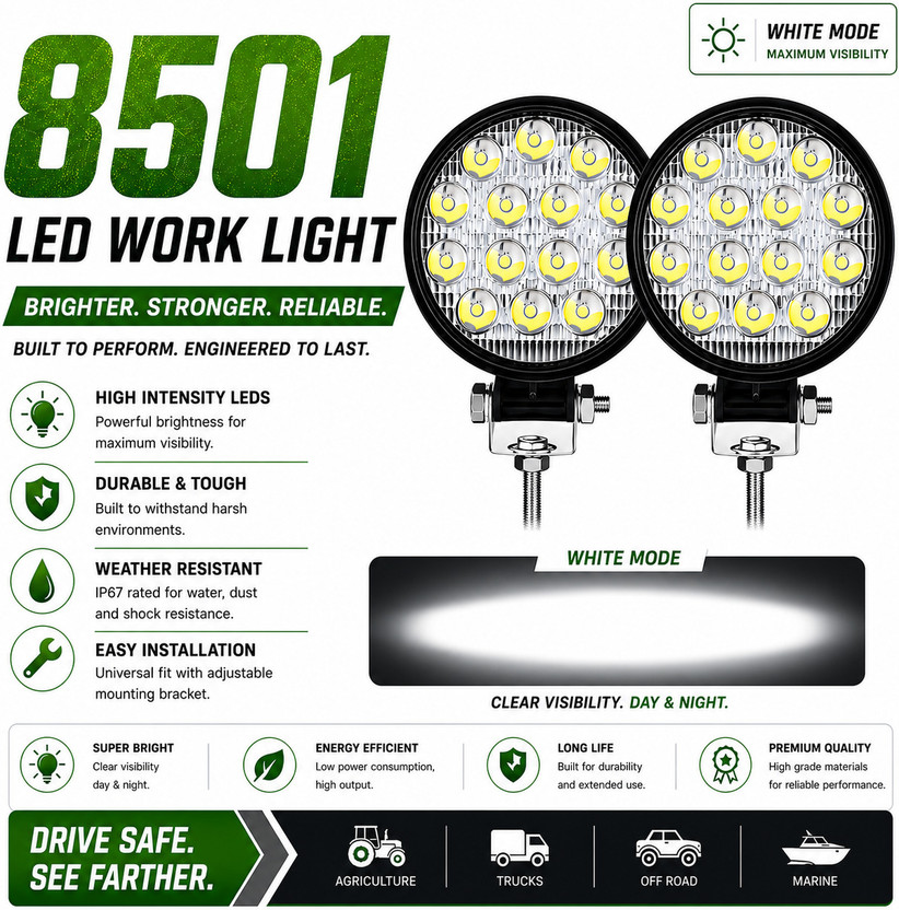 automunk 14 LED Driving Light for Bike Car 1 Mode White Beam Fog Lamp Car, Motorbike LED (12 V, 40 W)(Universal For Bike, Universal For Car, Pack of 2)