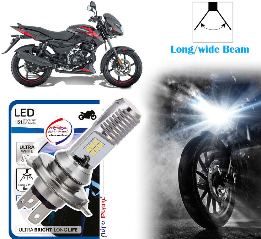 AUTO PEARL 2-Side 12Led Chips Motorcycle Bulb 7500K-12V-9W wide Beam Ultra Bright White A50 Headlight Motorbike LED for Bajaj (12 V, 9 W)(Pulsar 150, Pack of 1)