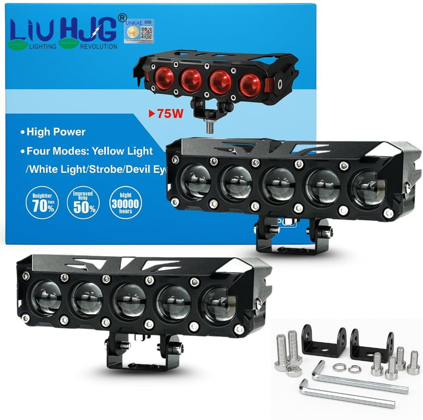 LIU HJG Yellow/White LED 180W DC 9V-36V Fog Light Fog Lamp Car, Motorbike LED (12 V, 180 W)(Universal For Bike, Universal For Car, Pack of 2)