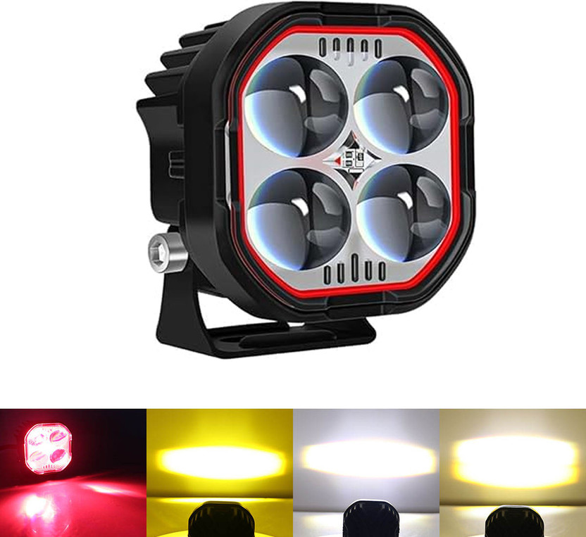 Rhtdm 4LED Fog Light High Brightness Waterproof Projector Beam for Bike Car Lighting Fog Lamp Bus, Car, Motorbike, Truck, Van LED (12 V, 49 W)(Universal For Bike, Universal For Car, Pack of 1)