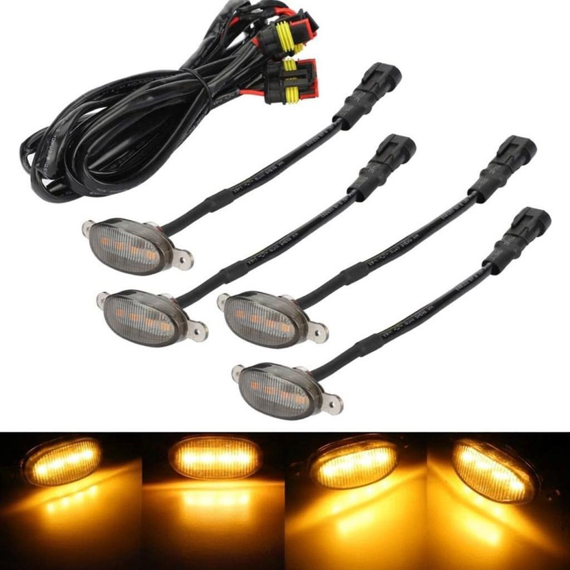 ACE Universal Car Grill Light LED Car Grill Yellow Light Fit for TACOMA Dash Light Car LED for Mahindra (12 V, 12 W)(Thar, Pack of 4)