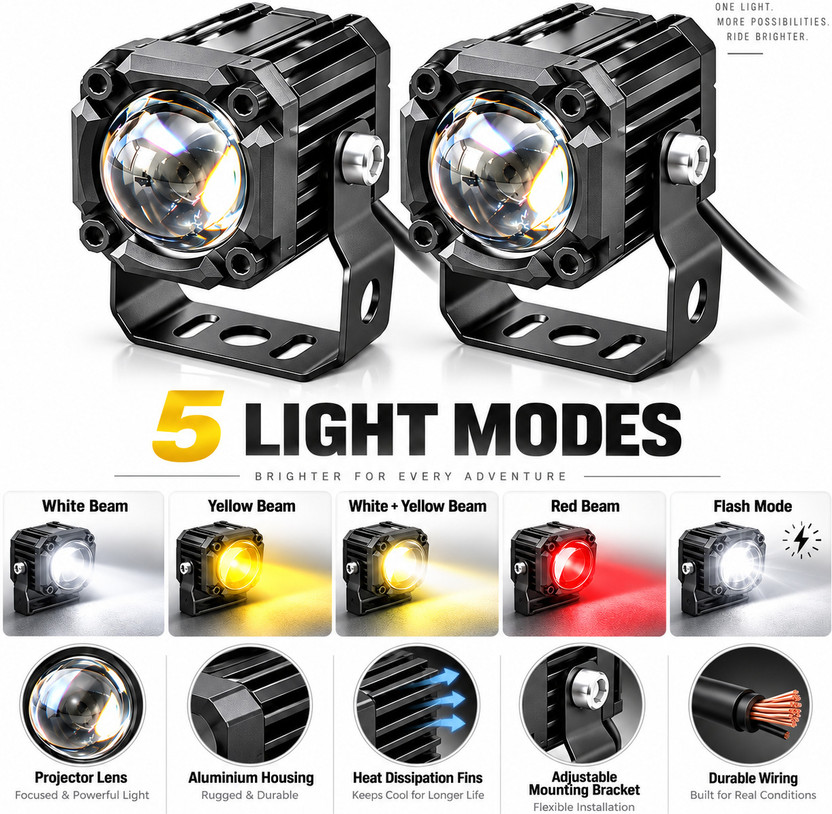 automunk automunk Motorcycle LED Fog Lamp Lens White Yellow RED DEVIL Heavy Quality Headlight Motorbike, Car LED (12 V, 40 W)(Universal For Bike, Universal For Car, Pack of 2) - Flipkart Deal