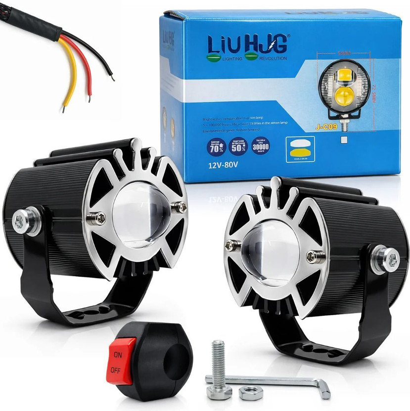 LIU HJG Yellow/White 50 Watt LED Fog Light With Blue Devil Eye Fog Lamp Car, Motorbike, Truck, Van LED (12 V, 50 W)(Universal For Bike, Universal For Car, Pack of 2)