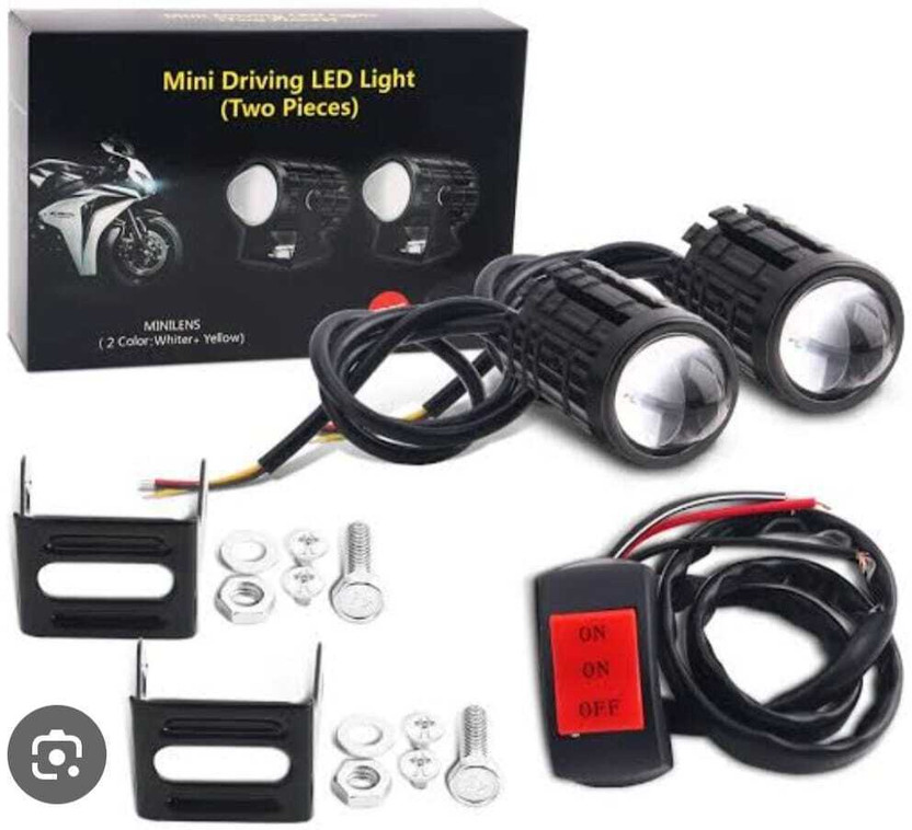 Clubics LED Fog Light Universal for Cars Enhance Safety with Dual Color Projection Headlight Car, Motorbike, Truck, Van LED (12 V, 25 W)(Dio, Duke 690, City, Apache RTR 200, Pulsar 150 DTS-i, Pulsar 220F, Indica, Jupiter, Vespa, Pack of 2)