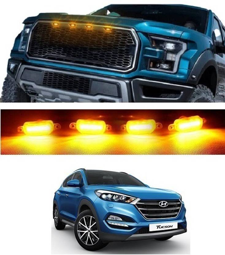 Trigcars Hyundai Tucson Car Radiator Grill LED Light Set of 4 Dash