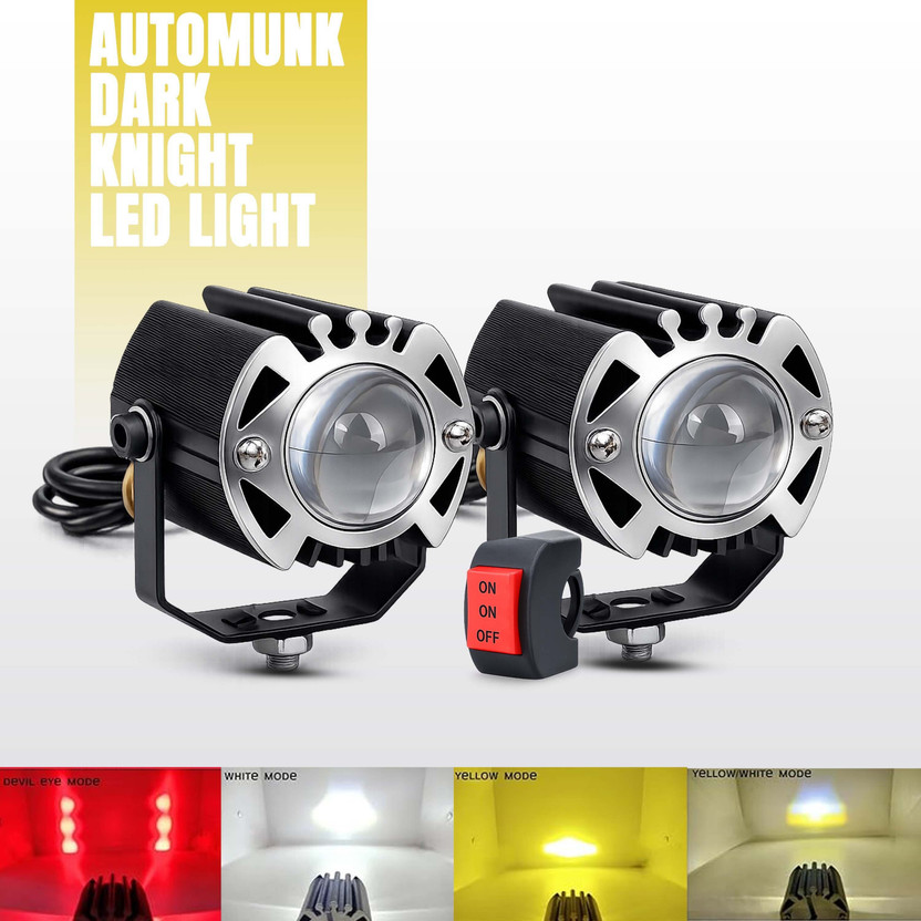 automunk AM G16 Light with red devils eye Fog Lamp Car, Motorbike LED (12 V, 48 W)(Universal For Bike, Pack of 2)
