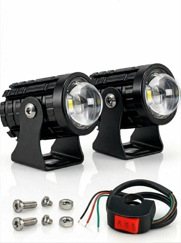 MAURIZEN Universal Fit Fog Lamp Yellow & White Fog Lamp Motorbike LED for KTM, Yamaha, Bajaj, Hero, Honda, TVS (12 V, 10 W)(Universal For Bike, Pack of 3)