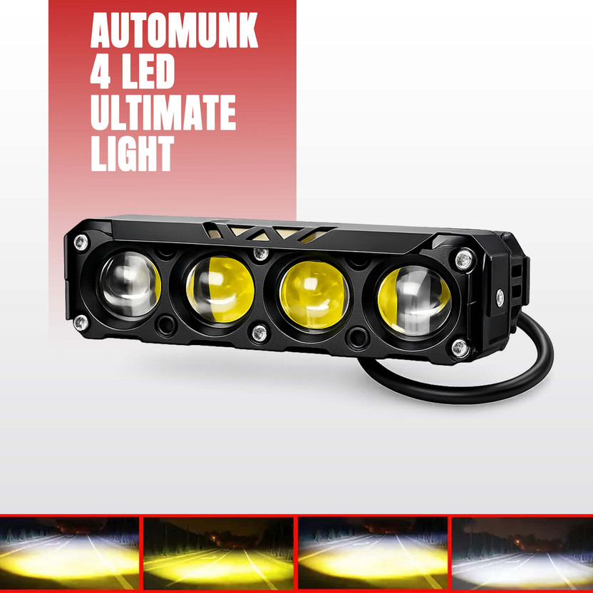 automunk AM-2 4 Lens Light high beam low beam Fog Lamp Car, Motorbike LED (12 V, 48 W)(Universal For Bike, Pack of 1)