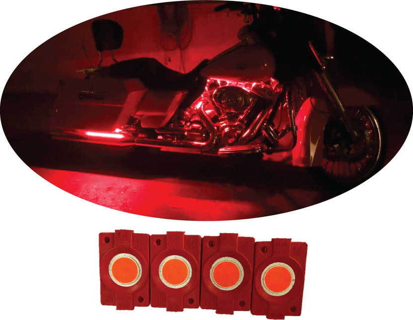 Average Sunny Day Red IMPORTED Underglow PATCH LIGHTS (Front/Rear , Interior Light Motorbike, Car, Truck, Van LED (1.5 V, 12 W)(Universal For Bike, Universal For Car, Pack of 4)