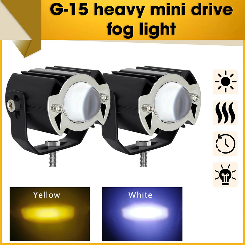 X9X G15 Mini Driving Spot Fog Light Dual Color LED for Bike Scooter Car Fog Lamp Car, Motorbike LED (12 V, 15 W)(Universal For Bike, Pack of 2)