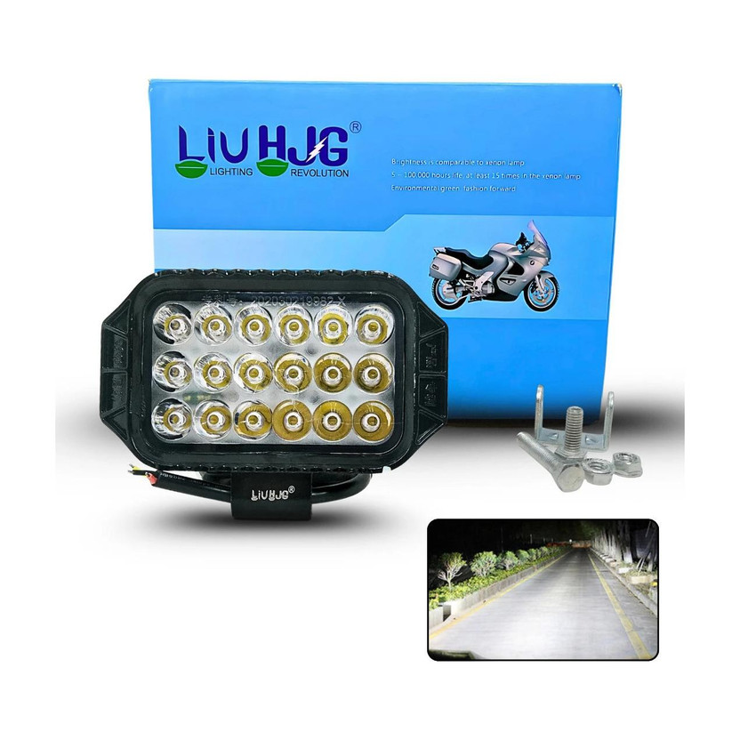 AutoPowerz Rectangle 18 Led Fog Light 12V-80V 36W Fog Lamp Car, Motorbike LED (12 V, 36 W)(Universal For Car, Universal For Bike, Pack of 1)