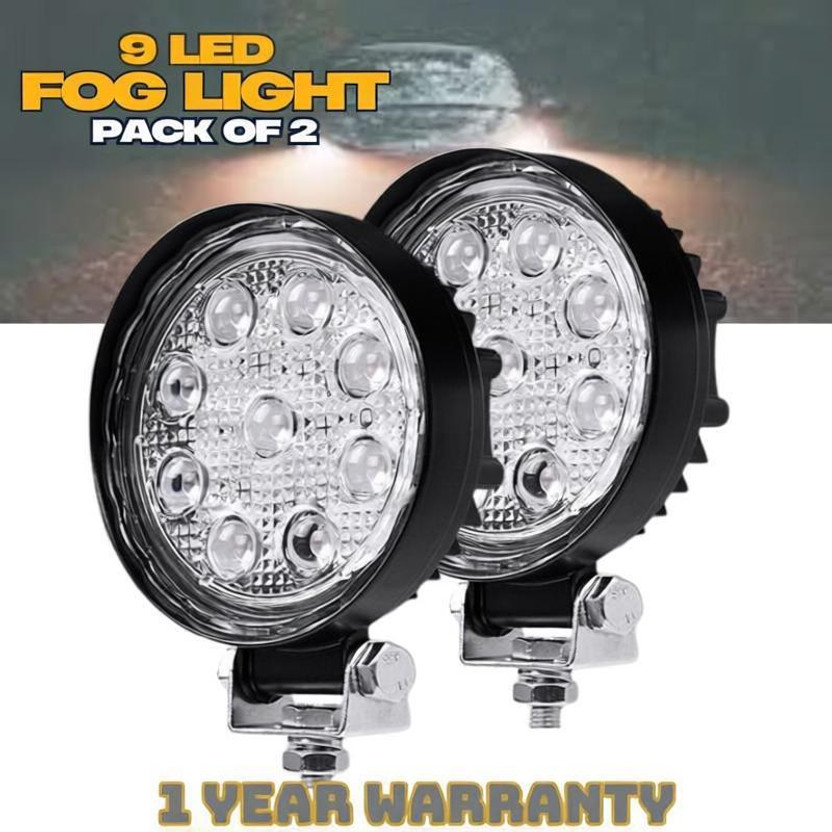 TRYFLY TR-6 NEW MODEL 27 WATT 9 LED ROUND FOG LIGHT Fog Lamp Car, Motorbike, Truck, Van LED (12 V, 27 W)(Universal For Bike)