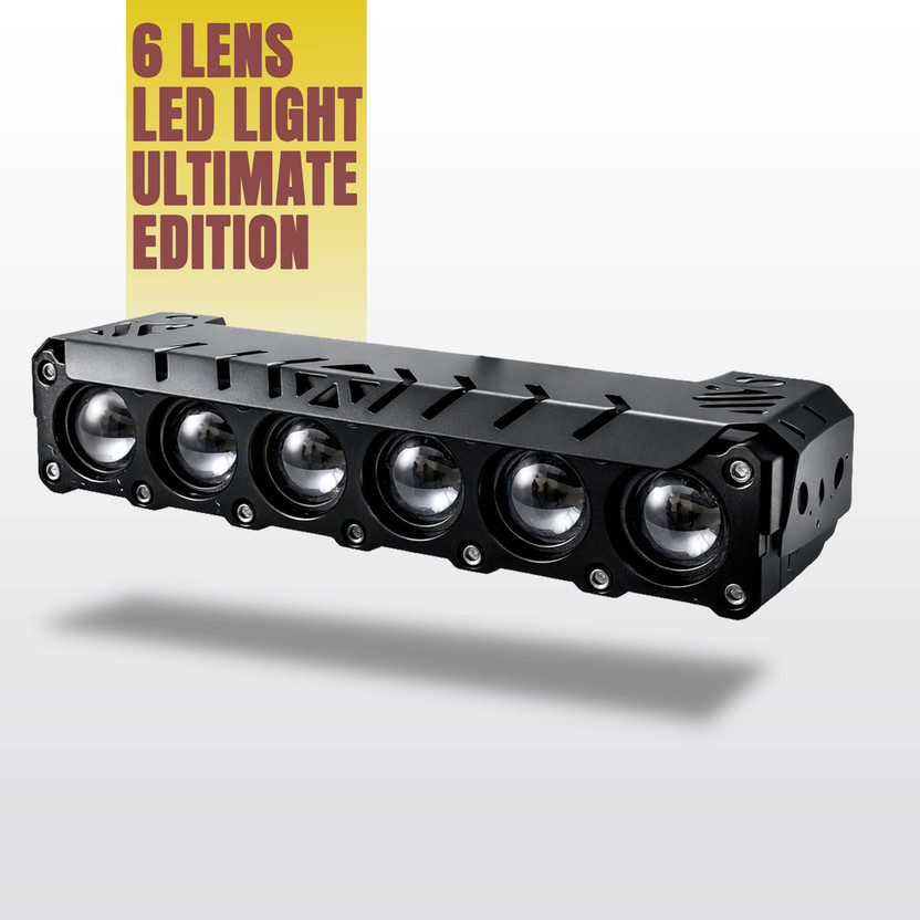 automunk LED LIGHT 6 LENS WHITE YELLOW FLASHING HI/LOW BEAM FULL METAL BODY Headlight Car, Motorbike, Truck, Van LED (12 V, 64 W)(Universal For Bike, Universal For Car, Pack of 1)