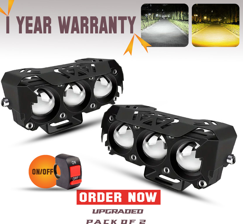 automunk FOG LIGHT 3 LENS LED LAMP Fog Lamp Car, Motorbike, Truck, Van LED (12 V, 40 W)(Universal For Bike, Universal For Car, Pack of 2)