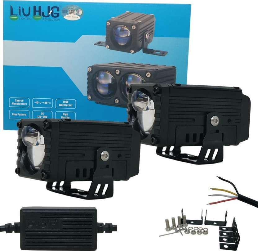 LIU HJG Yellow/White 120 Watt Blaze Waymaker Pro Fog Light With Devil Eye Fog Lamp Car, Motorbike, Truck, Van LED (12 V, 120 W)(Universal For Bike, Universal For Car, Pack of 2)