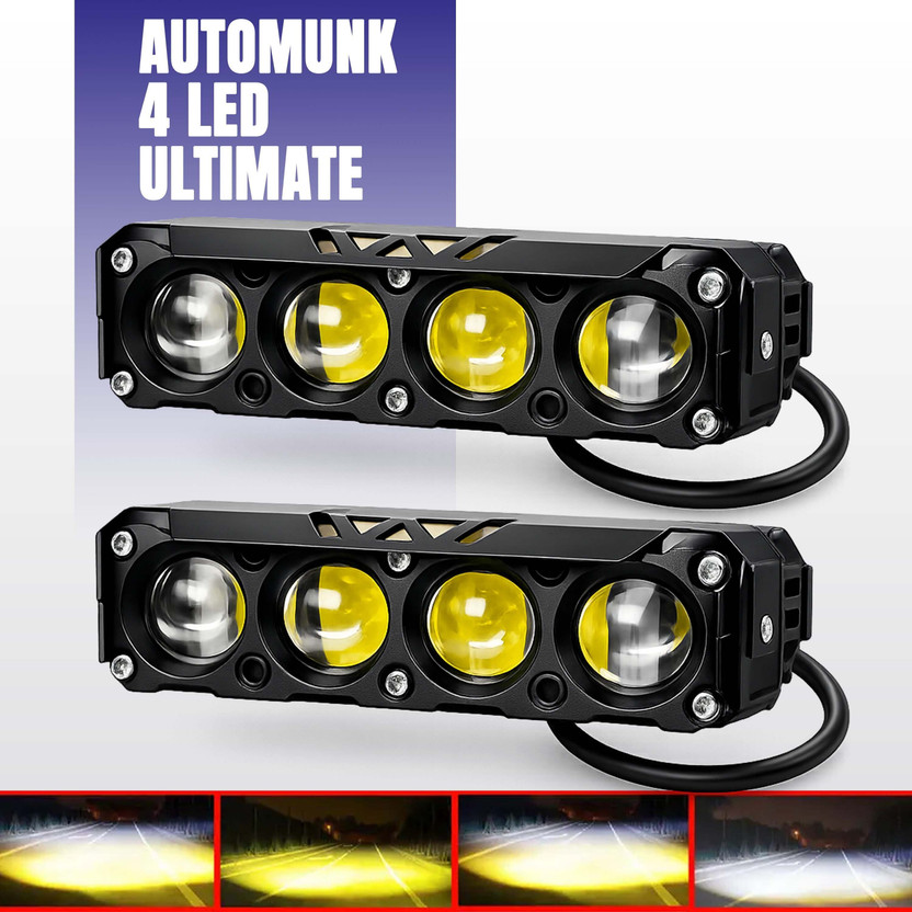 automunk 4 lens High Power Bike Light LED Fog Lamp Fog Lamp Car, Motorbike LED (12 V, 48 W)(Universal For Bike, Pack of 2)