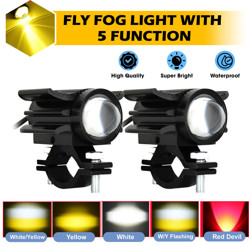 Otoroys Lights Bike Laser Mini Spot Light 60 watt fog light with 4 lighting mode Fog Lamp Motorbike, Car LED (12 V, 60 W)(Universal For Bike, Pack of 2)