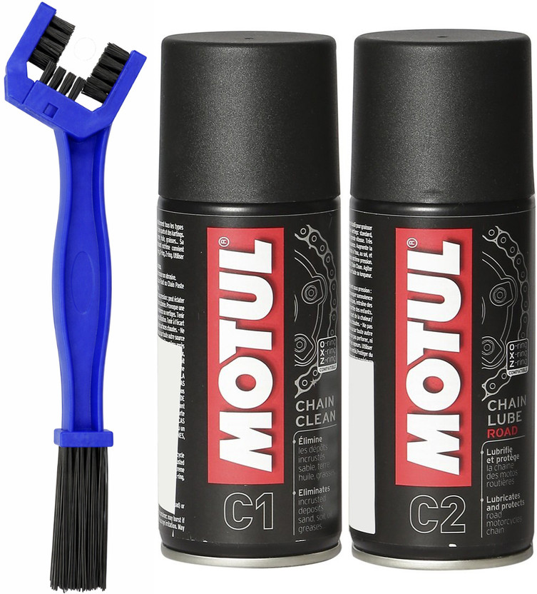 MOTUL Chain Cleaner C1 (150 ml) & Chain Lube Road C2 (150 ml) Chain Cleaner Brush | Chain Oil(300 ml, Pack of 3)