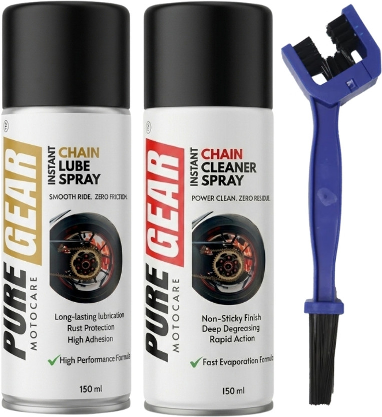 Puregear Bike Care Kit - Chain Cleaner, Chain Synthentic Lube & Cleaning Brush I Motorcycle Maintenance Combo Chain Oil(300 ml, Pack of 3)