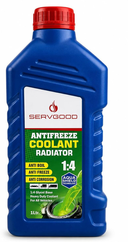 SERVGOOD SV001 Radiator Coolant Antifreeze 1 Litre | 1:4 Ready Mix Engine Coolant Coolant(1 L, Pack of 1)