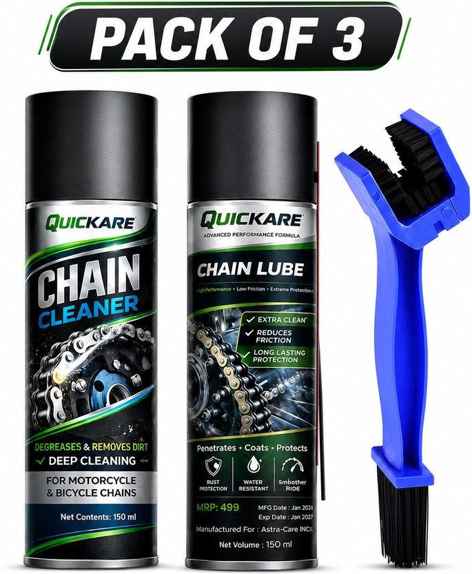 Quickare Complete Bike Chain Care Kit Deep Cleaning Protection Bundle Today Professional Chain Maintenance Cleaner Lubricant Brush Long Lasting Performance Chain Oil(300 ml, Pack of 3)