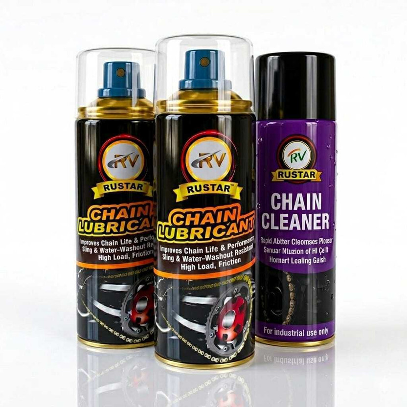 RUSTAR Combo of Chain Lubricant 300ml and Chain Cleaner 150ml For All Type of Chains Of Bike and Bicycle Chain Oil(450 ml, Pack of 3)