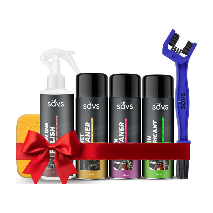 SAVS Ultimate Bike & Helmet Cleaning Kit Heavy Duty Chain Cleaner + Chain Lube + Helmet Cleaner + 250ml Polish + Brush + Sponge Combo Chain Oil(700 ml)