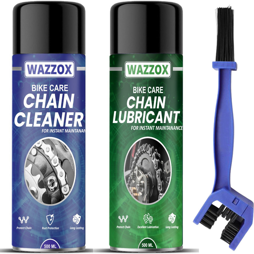 WAZZOX Bike Chain Lubricant and Chain Cleaner Spray With Cleaning Brush For Motorcycle Rust & Corrosion protection Prevent Chain Breakage Chain Oil(1000 ml, Pack of 3)