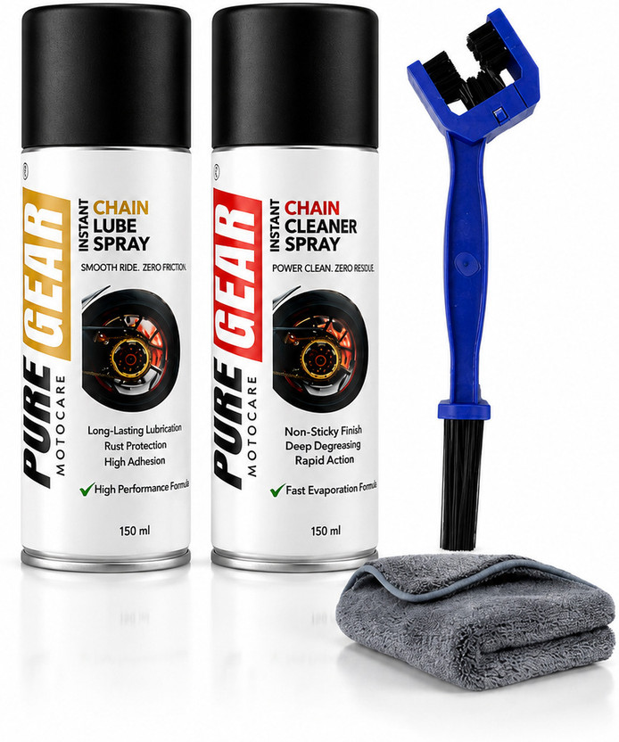 Puregear Chain Maintenance Kit – Lube, Cleaner, Brush & 350 GSM Cloth | Bike Care and Maintenance Kit Chain Oil(150 ml, Pack of 1)