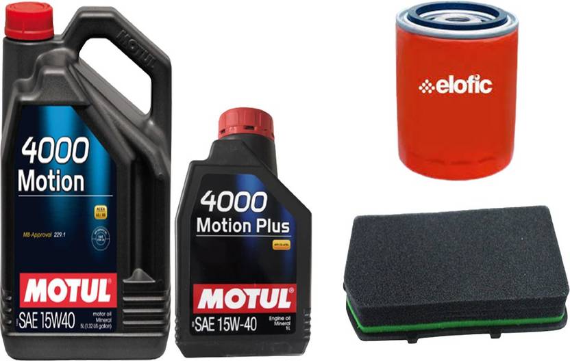 MOTUL 4000 15W40 Engine Oil, Air & Oil Filters Combo for Mahindra Thar