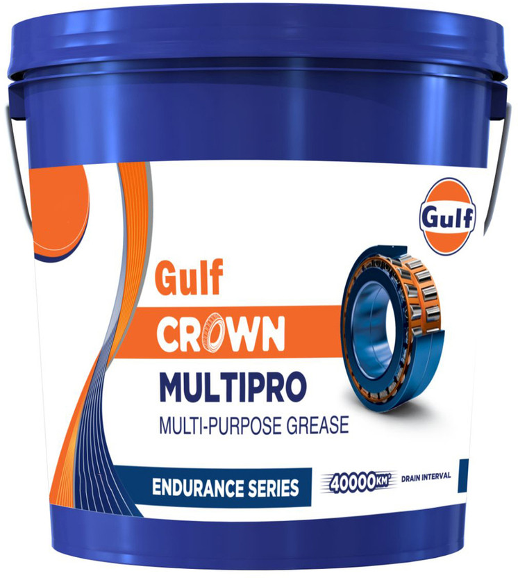 Gulf CROWN MULTIPRO ES GREASE ENDURANCE SERIES NLGI-3 | Upto 40 K Km* Drain Interval | Multipurpose Grease(0.5 L, Pack of 1)