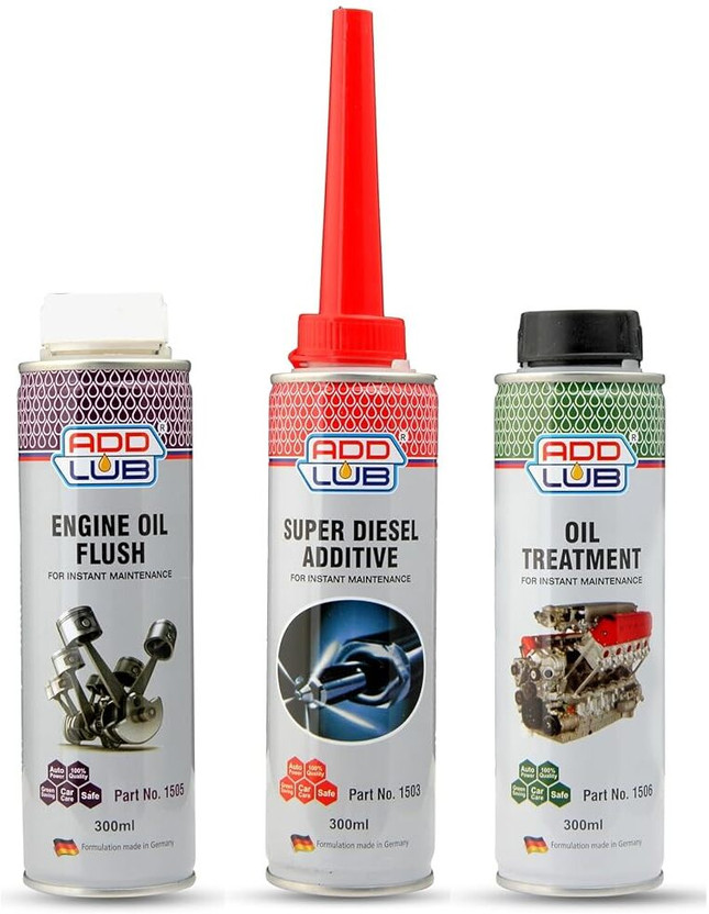 ADDLUB Engine Flush, Oil Treatment & Diesel Additive 300ML each for Cars & Motorbikes. Boost engine performance, reduce wear, improve efficiency,& ensure smooth rides. Oil Flush and Treatment(300 ml, Pack of 3)