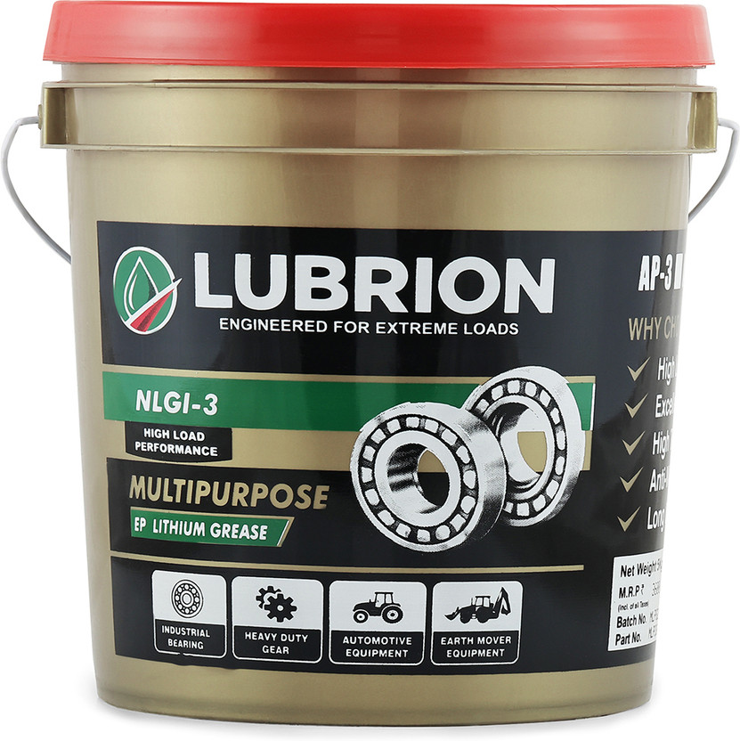 Lubrion Grease NLGI-3 Multipurpose Premium Lithium Red Gel | Heavy Duty Performance for Bearings Gears Grease(5 kg, Pack of 1)