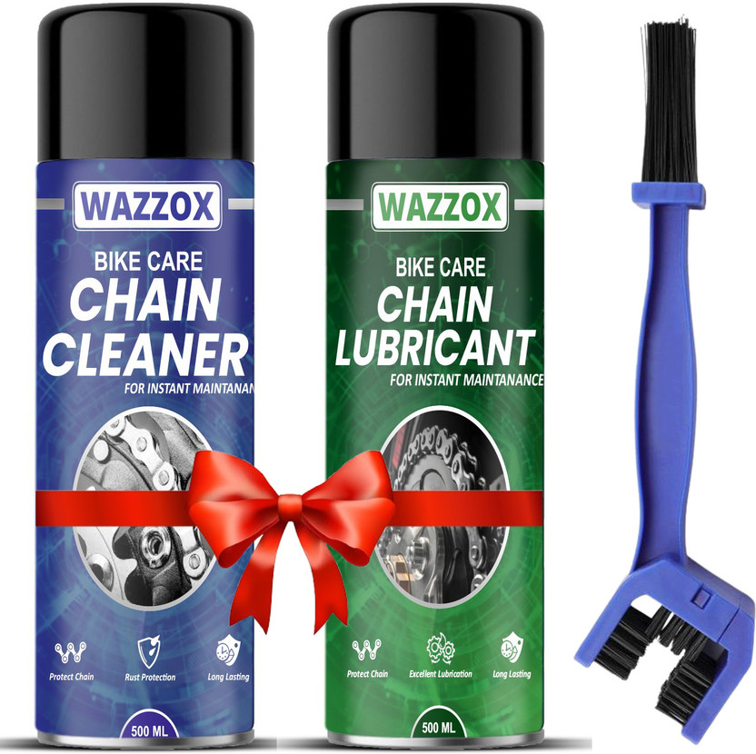 WAZZOX Motorcycle Chain Lubricant and Chain Cleaner Spray With Brush For Motorcycle Rust protection Prevent Chain Breakage Chain Oil(1000 ml, Pack of 3)