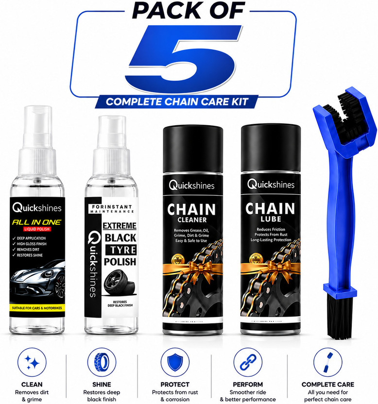 Quickshines DriveLuxe Quantum Maintenance Kit ChainX Aura Vehicle Care Ensemble Chain Oil(500 ml, Pack of 5)