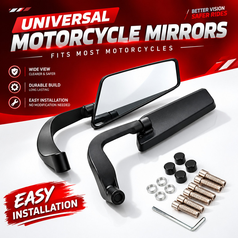 B.K Accessories Manual Dual Mirror For Hero, Honda, Hyundai, KTM, Mahindra, Royal Enfield, Suzuki, TVS, Yamaha Universal For Bike(Right, Left)
