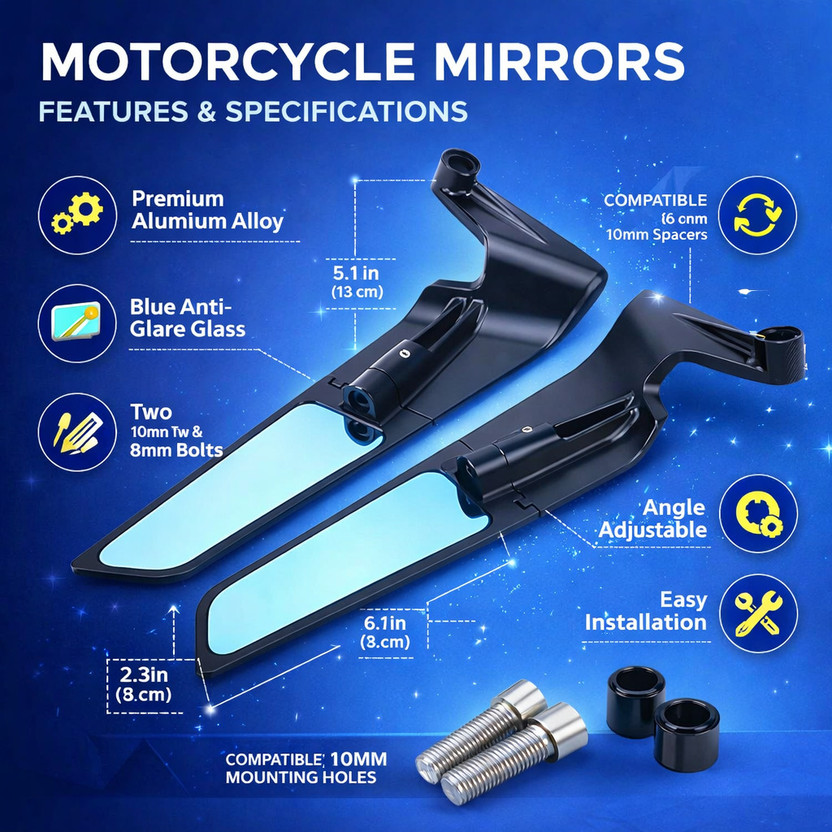 B.K Accessories Manual Rear View Mirror For Hero, Honda, Royal Enfield, Suzuki, TVS, Yamaha, Universal For Bike Universal For Bike(Left, Right)