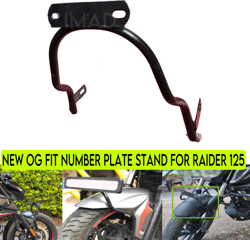 imad NUMBER PLATE STAND FOR RAIDER Bike Number Plate(Iron 18 cm  x  5 cm)