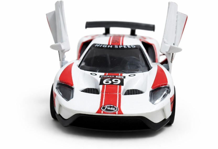ATS GLOBAL Ford GT Supercar Die-Cast Collectible – Racing Edition with Openable Doors(White, Red, Pack of: 1)