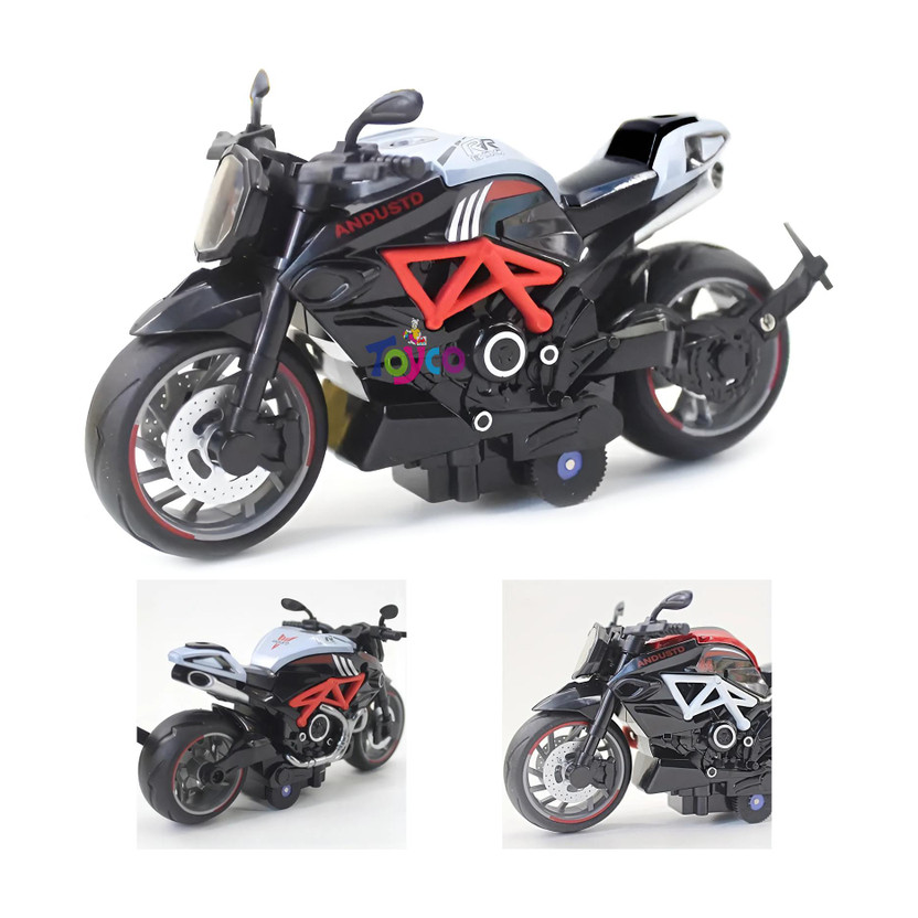 Toyco 1:14 Scale Pull Back Diecast Alloy Classic Motorcycle Toy Bike Simulation Model(Assorted Color, Pack of: 1)