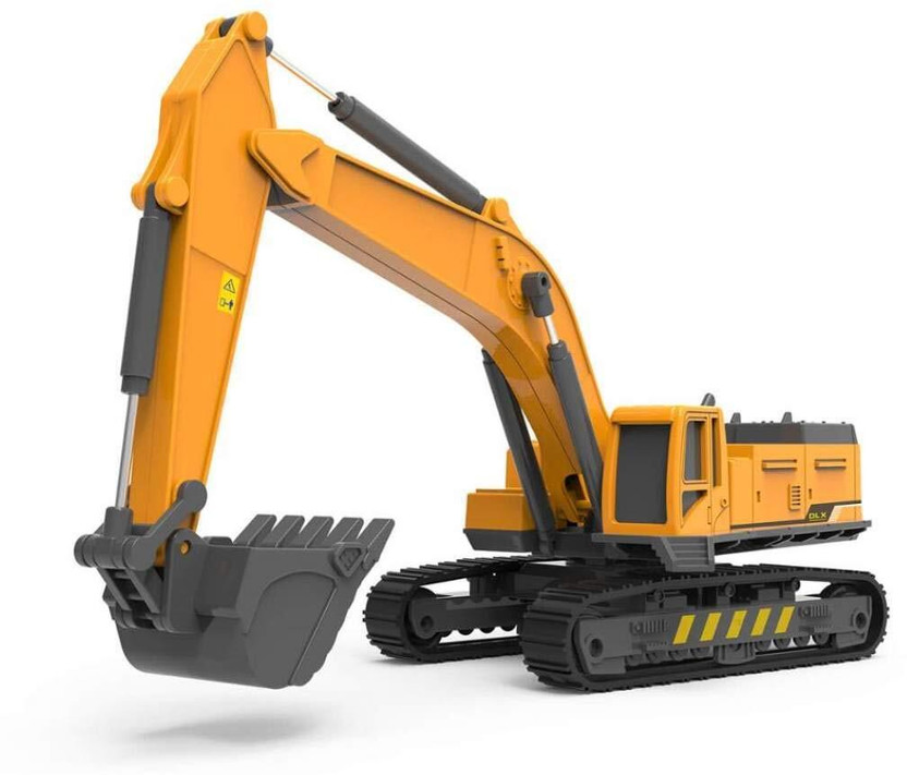 FUNABLO Excavator Construction Vehicle with all moving parts Friction powered toys(Yellow)