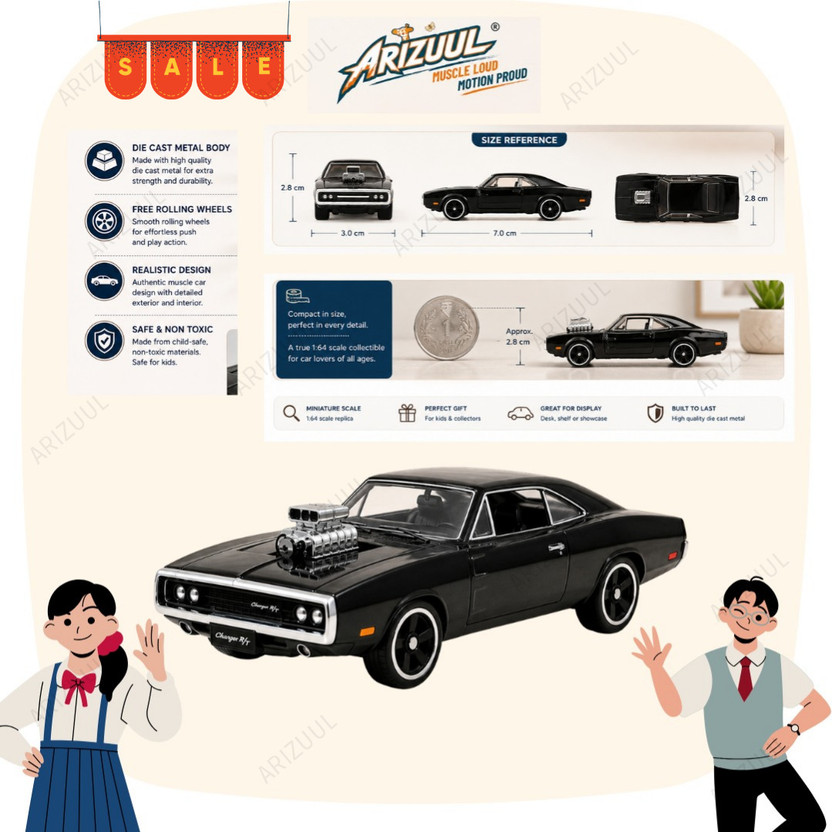 Arizuul Arizuul Big Billion Day 1:64 FF Collectible Car(Black, Pack of: 1) - Flipkart Deal
